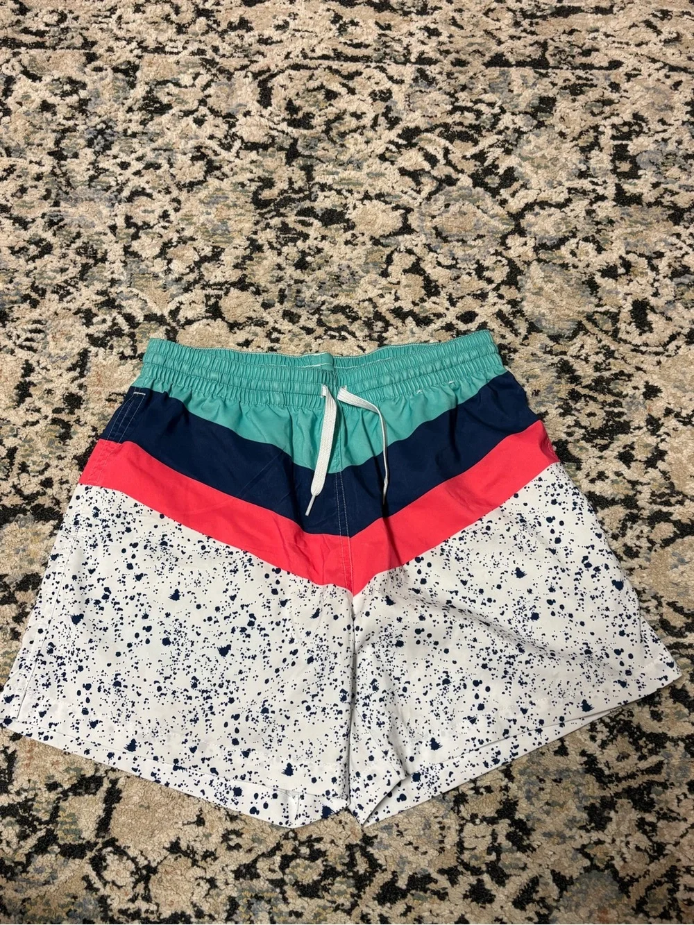 Chubbies Colorblock Speckle Swim Shorts - Teal, Navy & Coral